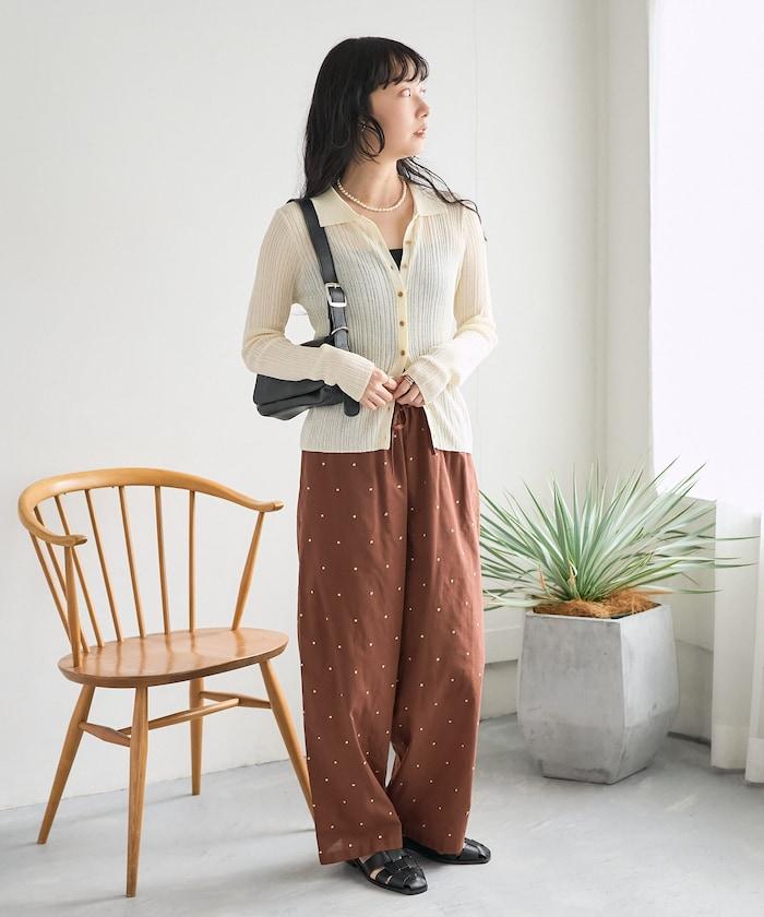 印度工藝拉梅亮點刺繡 鬆緊設計 可成套搭配 休閒褲