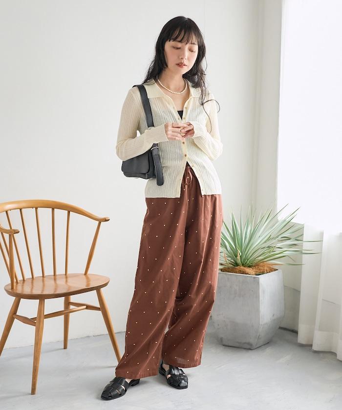 印度工藝拉梅亮點刺繡 鬆緊設計 可成套搭配 休閒褲