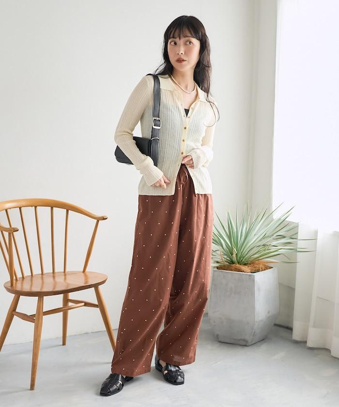 印度工藝拉梅亮點刺繡 鬆緊設計 可成套搭配 休閒褲