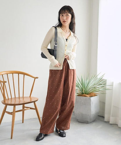 印度工藝拉梅亮點刺繡 鬆緊設計 可成套搭配 休閒褲