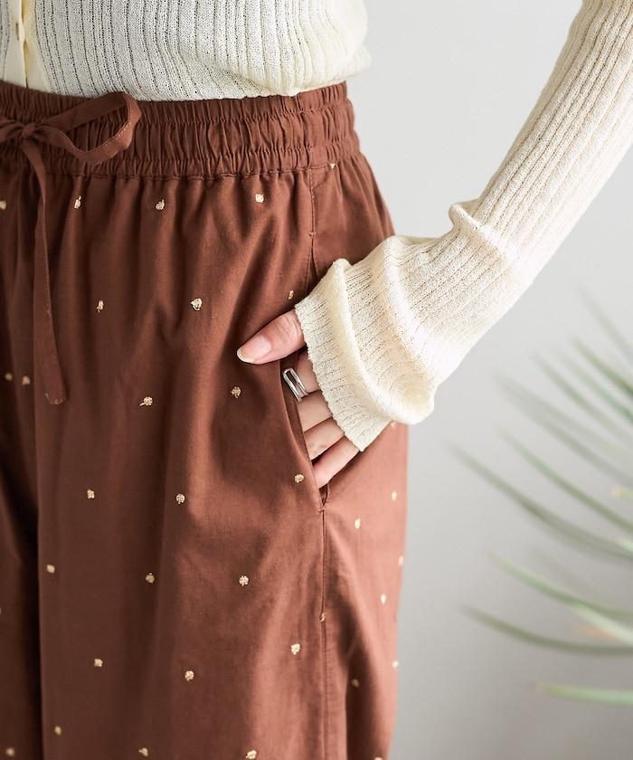 印度工藝拉梅亮點刺繡 鬆緊設計 可成套搭配 休閒褲