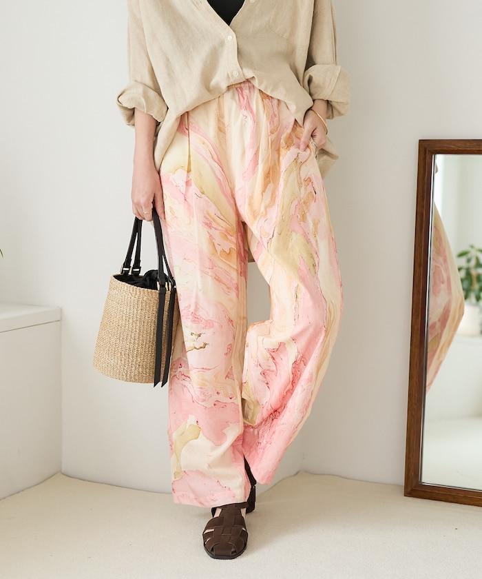 印度大理石紋印花 休閒褲