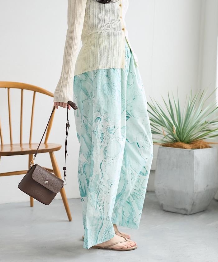 印度大理石紋印花 休閒褲