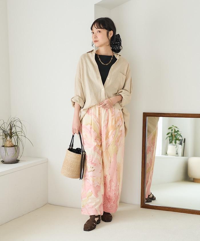 印度大理石紋印花 休閒褲