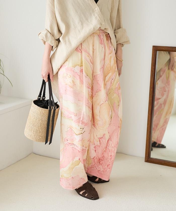 印度大理石紋印花 休閒褲