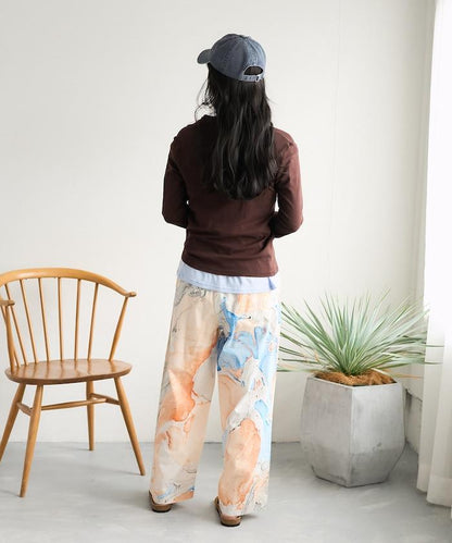 印度大理石紋印花 休閒褲