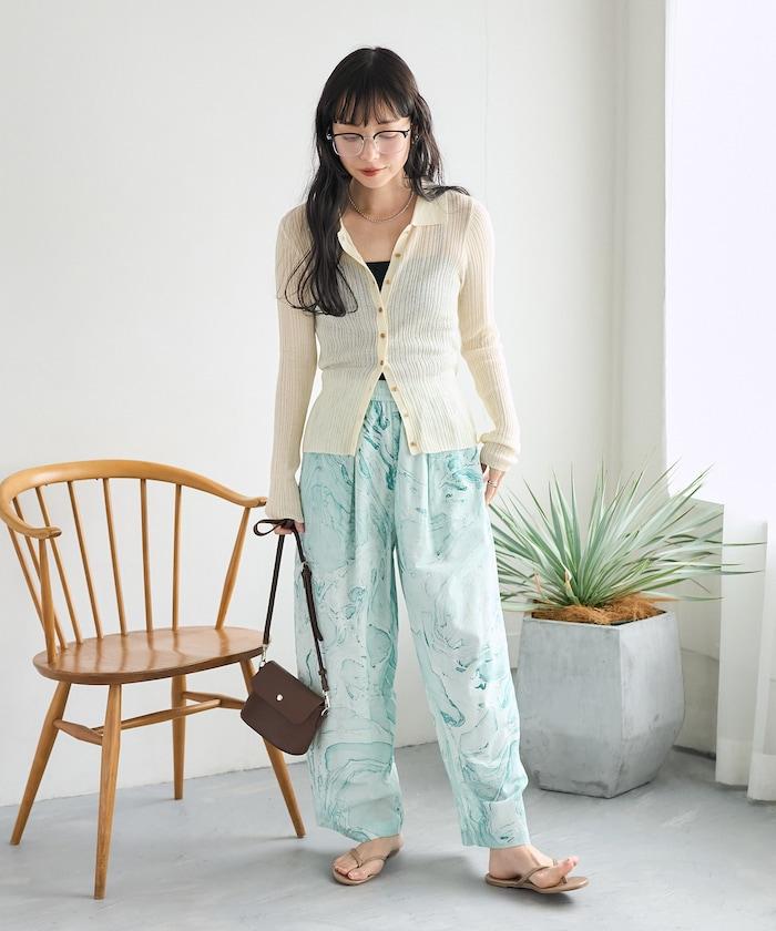 印度大理石紋印花 休閒褲