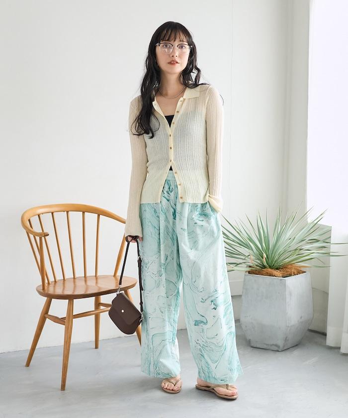 印度大理石紋印花 休閒褲