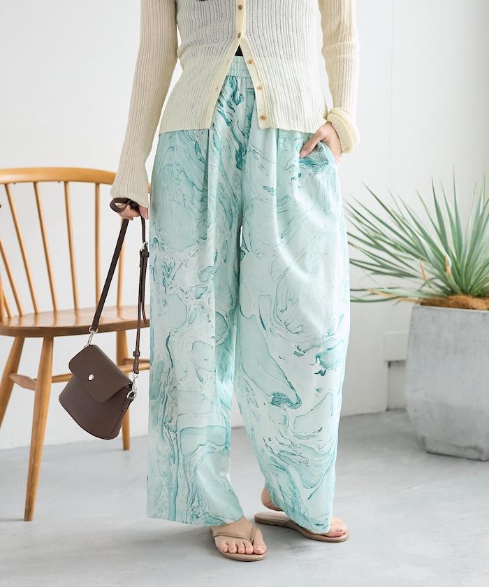 印度大理石紋印花 休閒褲