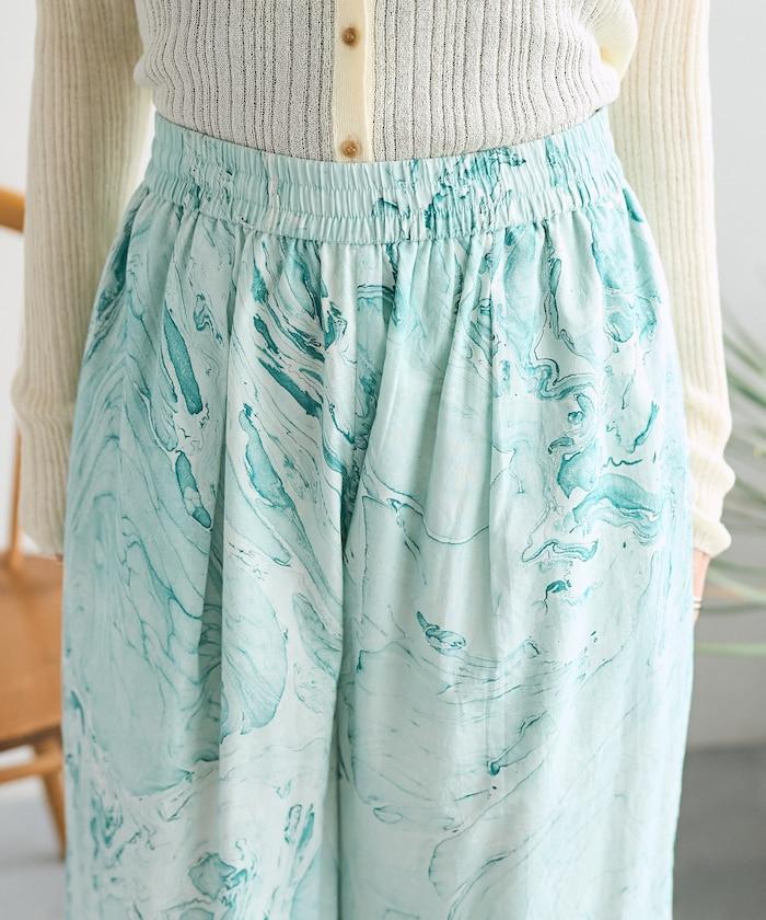 印度大理石紋印花 休閒褲