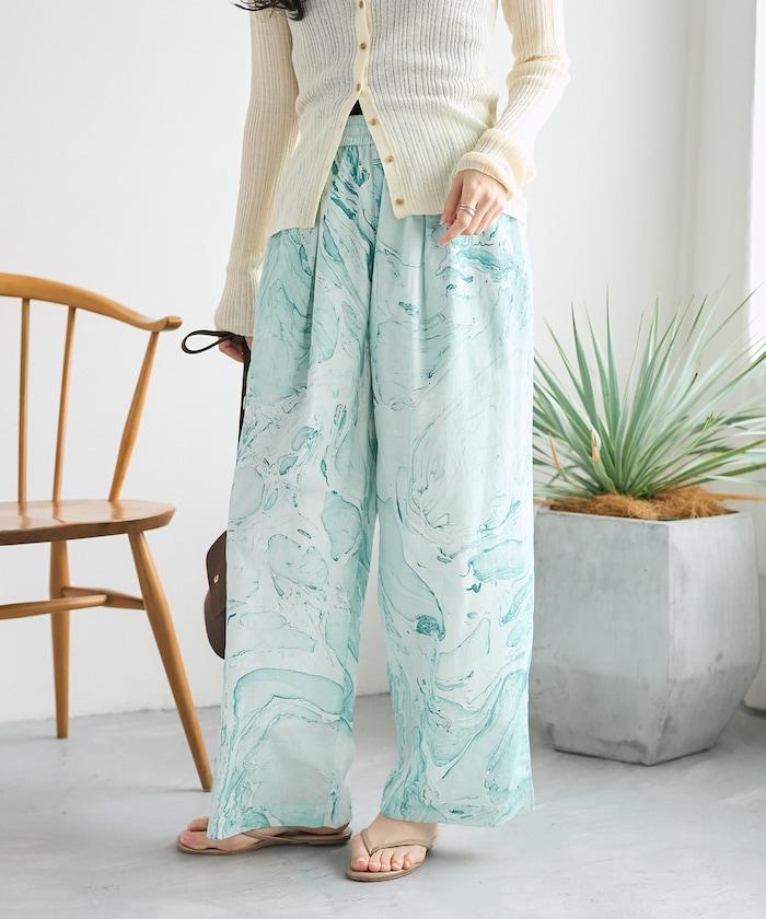 印度大理石紋印花 休閒褲