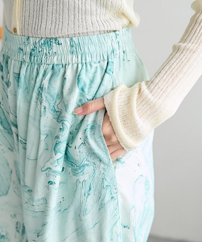 印度大理石紋印花 休閒褲