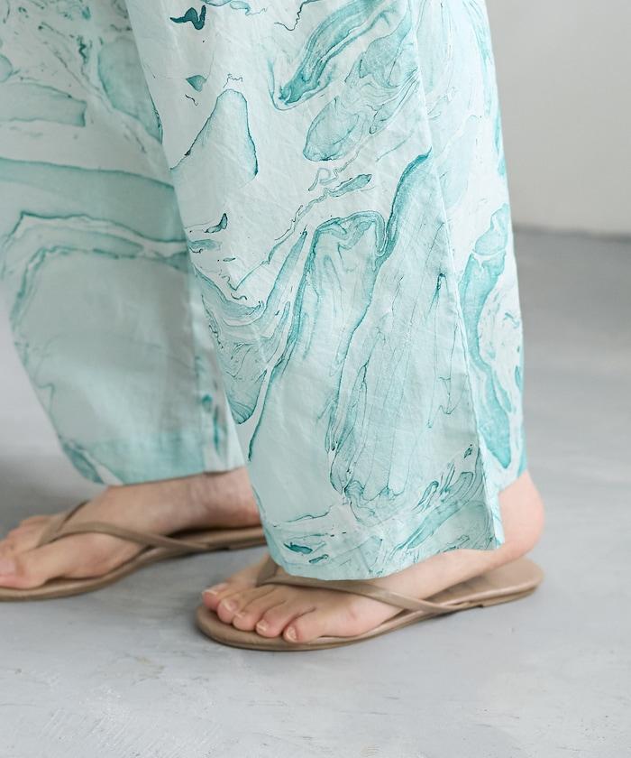 印度大理石紋印花 休閒褲