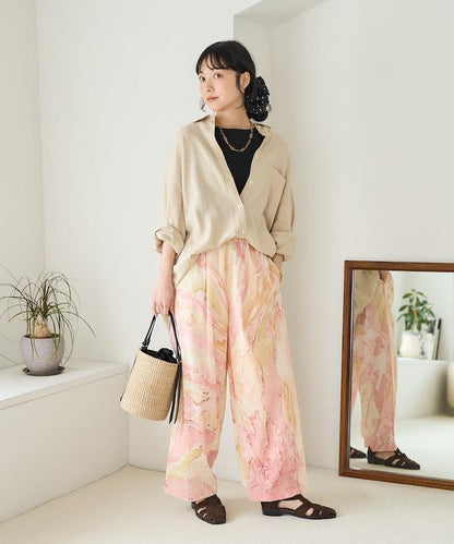 印度大理石紋印花 休閒褲