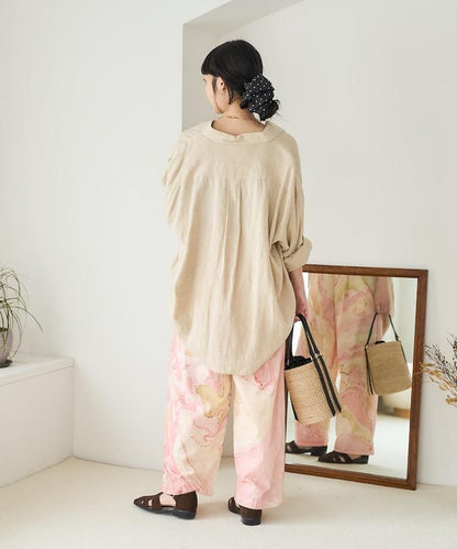 印度大理石紋印花 休閒褲