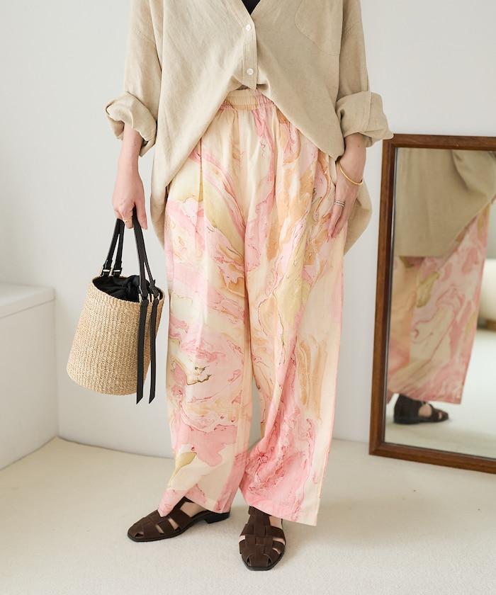 印度大理石紋印花 休閒褲