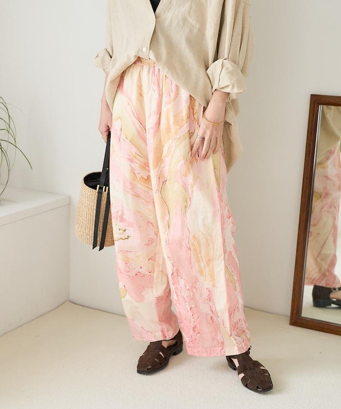 印度大理石紋印花 休閒褲