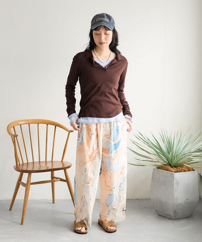 印度大理石紋印花 休閒褲