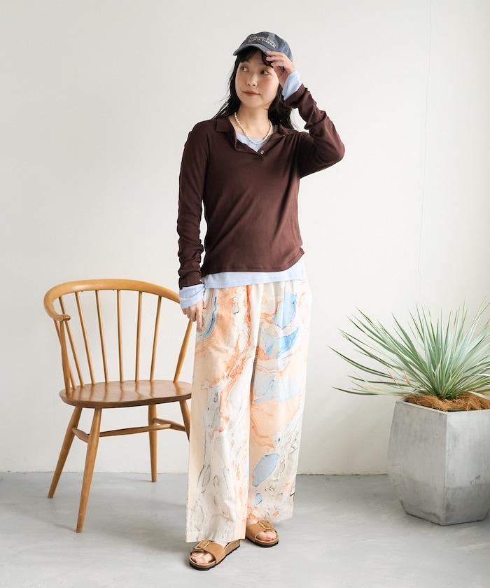 印度大理石紋印花 休閒褲