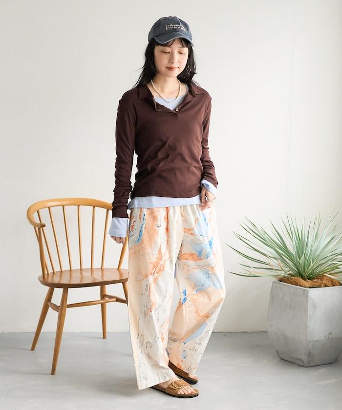 印度大理石紋印花 休閒褲