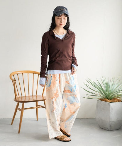 印度大理石紋印花 休閒褲