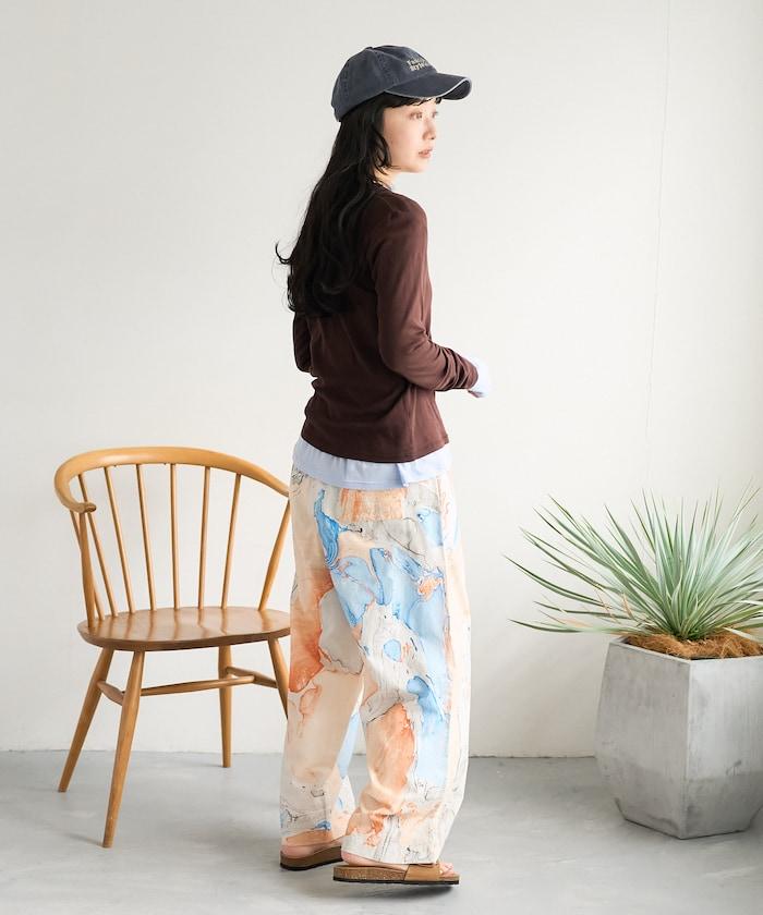 印度大理石紋印花 休閒褲