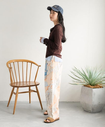 印度大理石紋印花 休閒褲