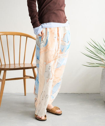 印度大理石紋印花 休閒褲