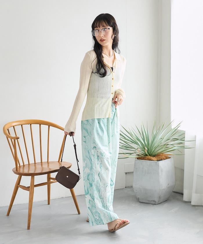 印度大理石紋印花 休閒褲