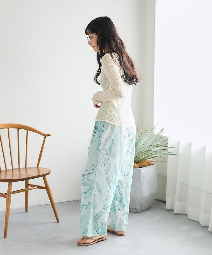 印度大理石紋印花 休閒褲