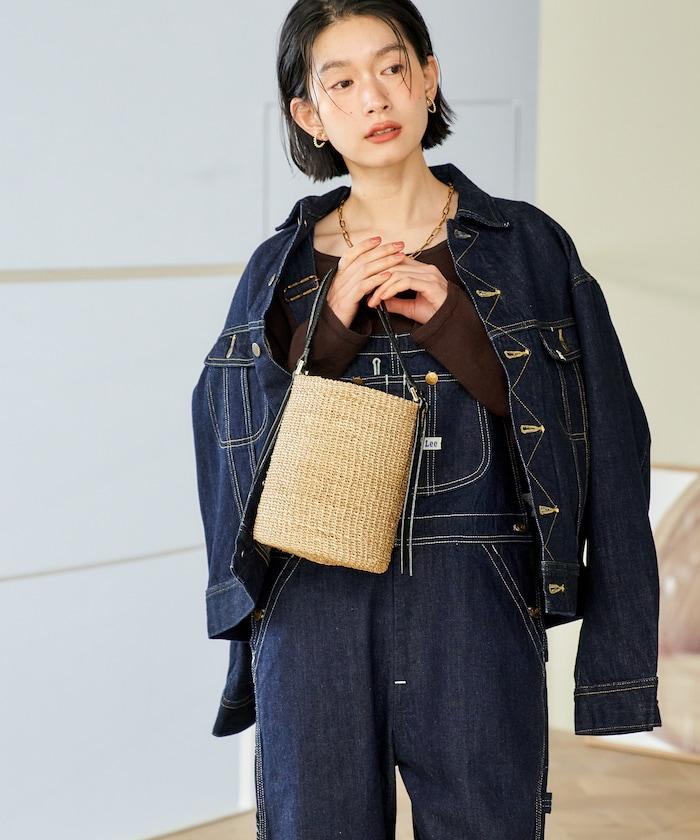 細緻蕉麻桶型單肩包