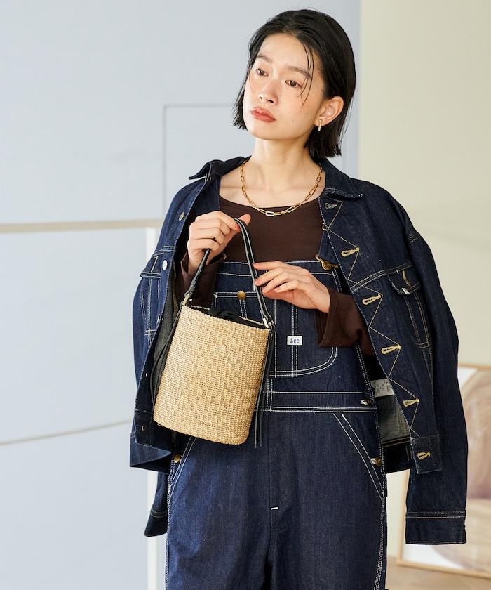 細緻蕉麻桶型單肩包