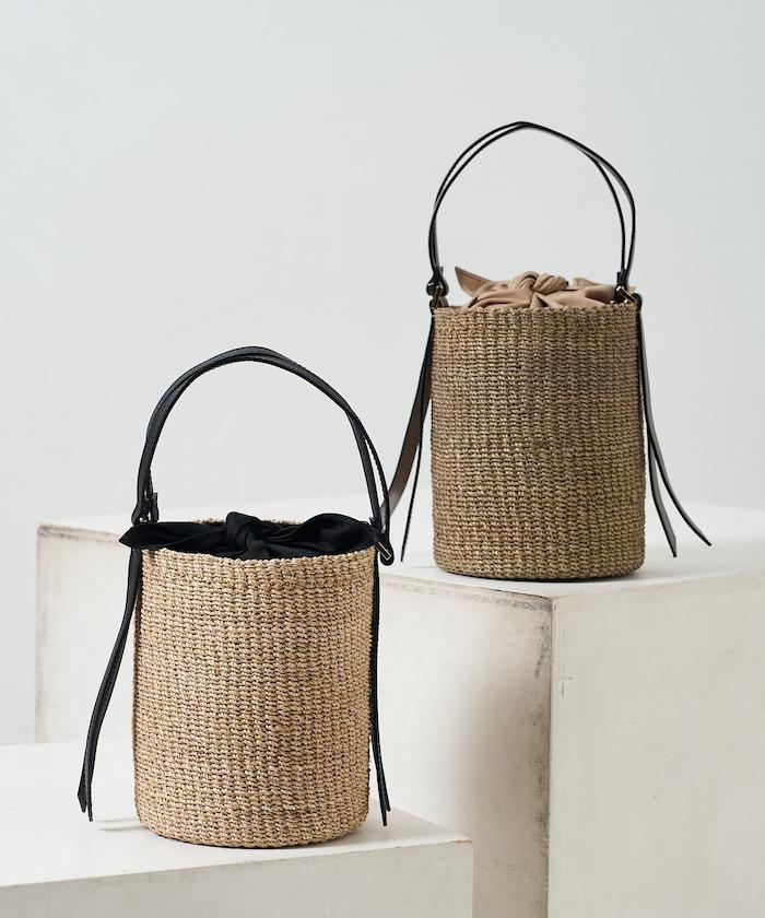 細緻蕉麻桶型單肩包