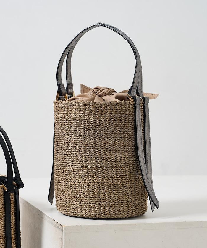 細緻蕉麻桶型單肩包