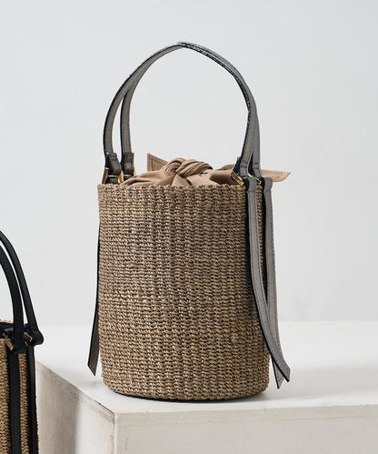 細緻蕉麻桶型單肩包