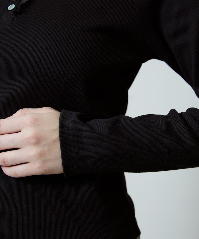 領口蕾絲拼接 長袖 T恤