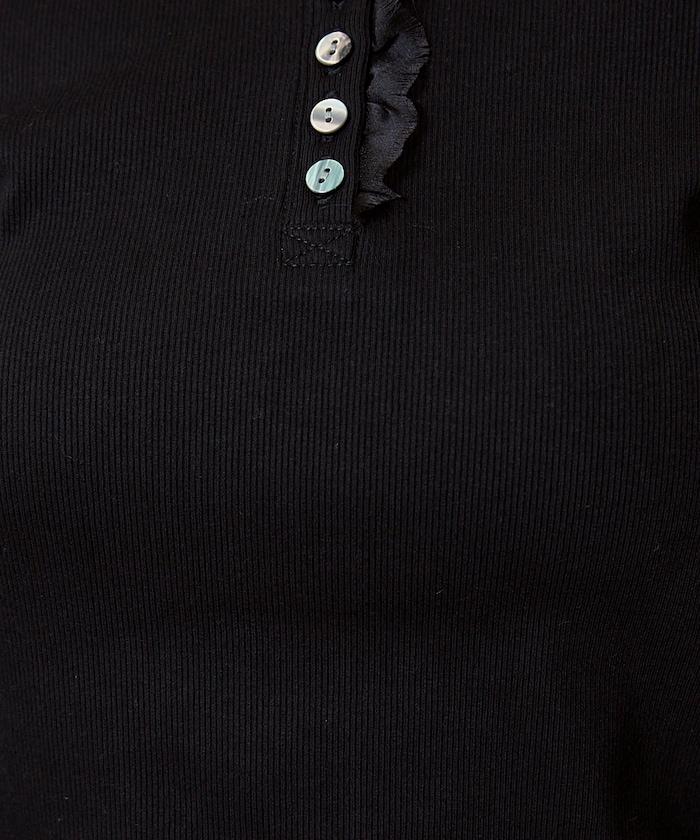 領口蕾絲拼接 長袖 T恤