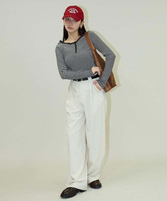 領口蕾絲拼接 長袖 T恤