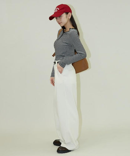 領口蕾絲拼接 長袖 T恤