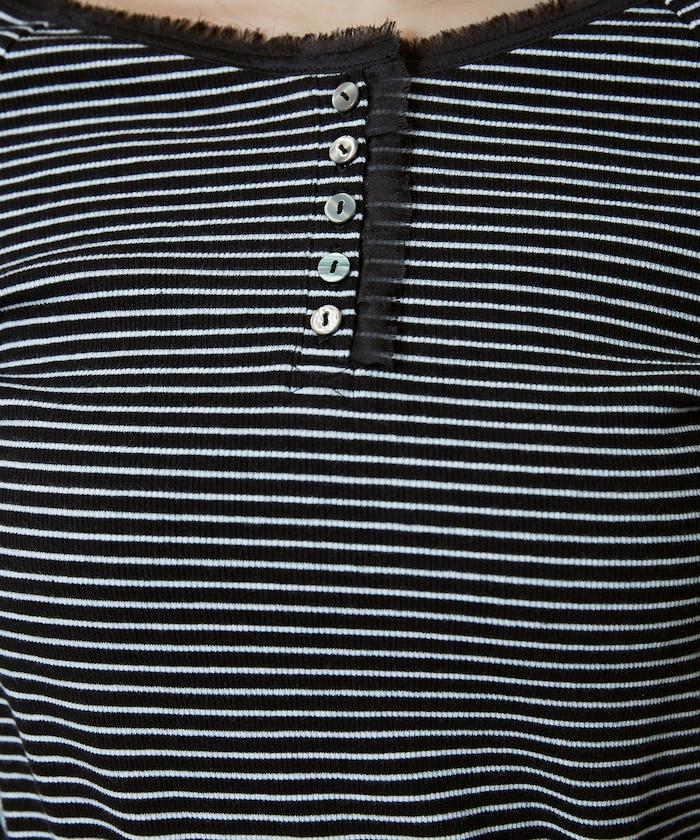 領口蕾絲拼接 長袖 T恤