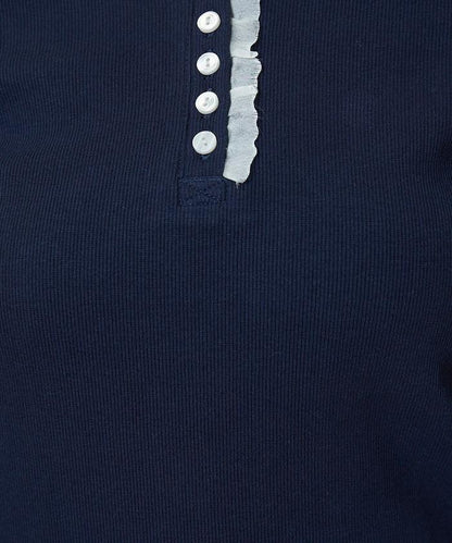 領口蕾絲拼接 長袖 T恤