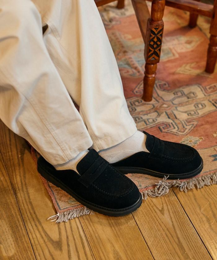 天鵝絨皮革 樂福廓形 一腳蹬 穆勒鞋