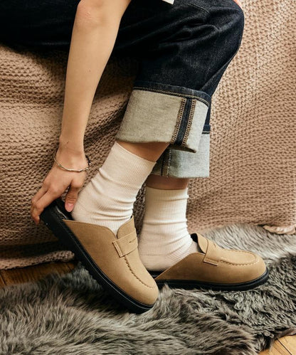 天鵝絨皮革 樂福廓形 一腳蹬 穆勒鞋