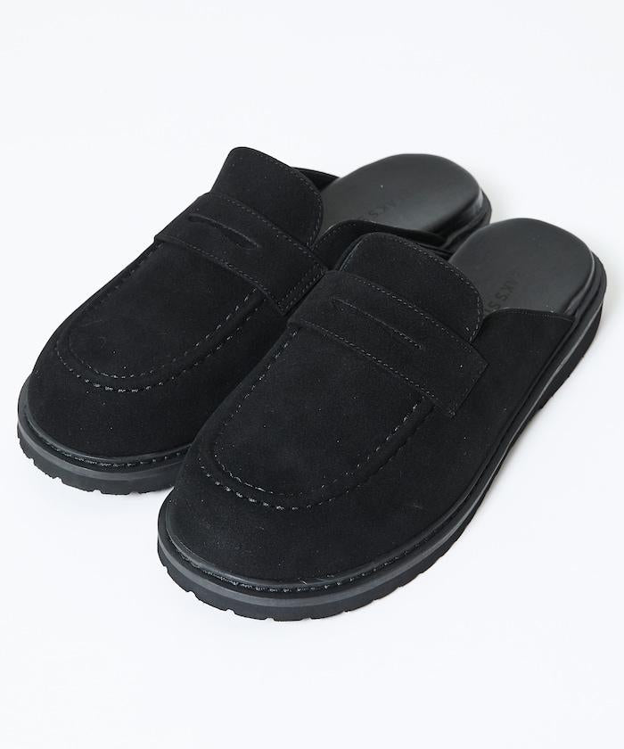 天鵝絨皮革 樂福廓形 一腳蹬 穆勒鞋