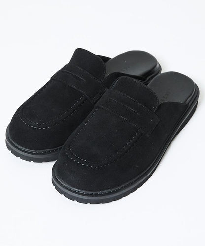 天鵝絨皮革 樂福廓形 一腳蹬 穆勒鞋