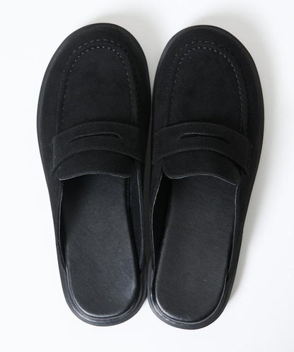 天鵝絨皮革 樂福廓形 一腳蹬 穆勒鞋