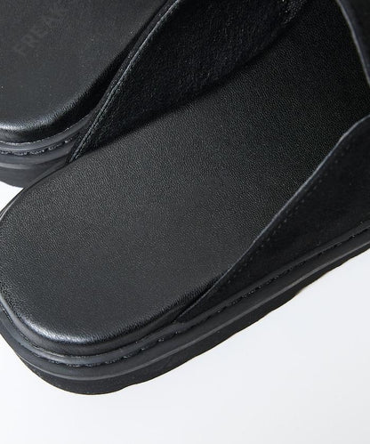 天鵝絨皮革 樂福廓形 一腳蹬 穆勒鞋