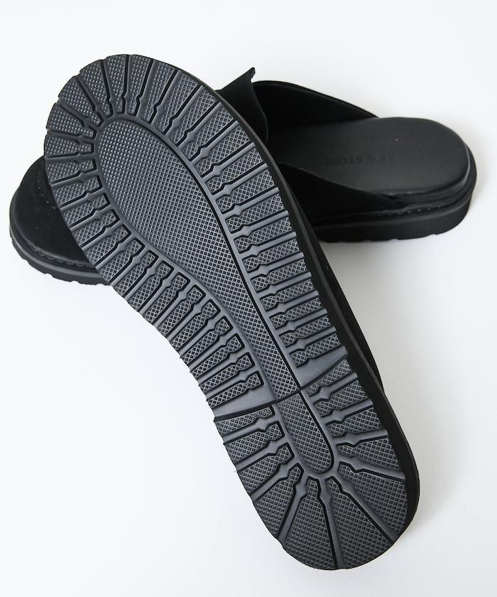 天鵝絨皮革 樂福廓形 一腳蹬 穆勒鞋