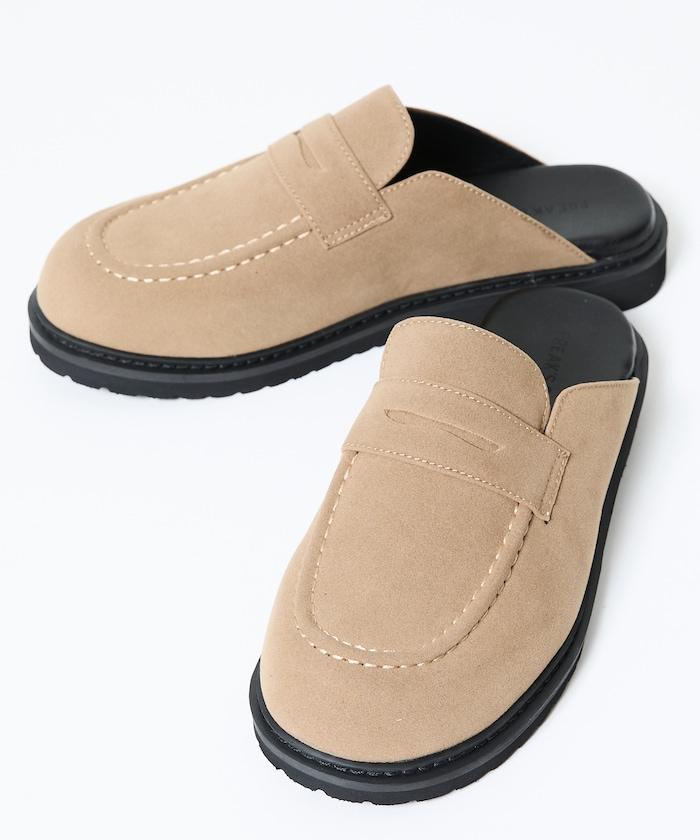 天鵝絨皮革 樂福廓形 一腳蹬 穆勒鞋