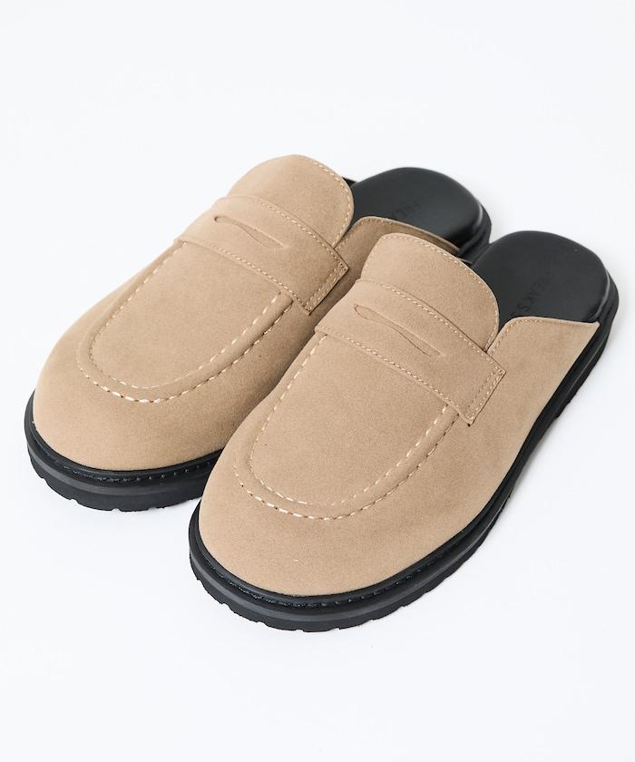 天鵝絨皮革 樂福廓形 一腳蹬 穆勒鞋